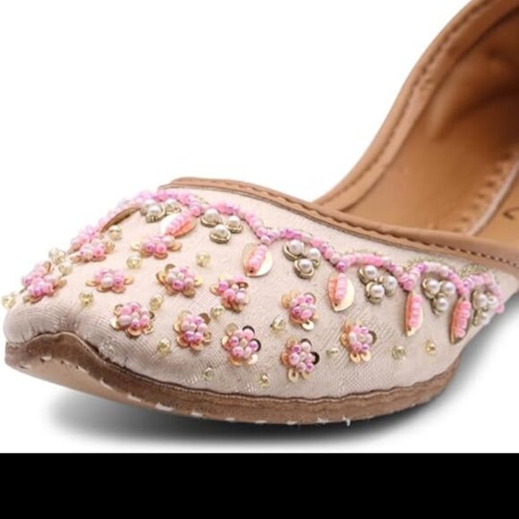 NIB. Women's Traditional Handmade Khussa Bridal Mojari Punjabi Jutti Flats -Sz 8 - Picture 4 of 5